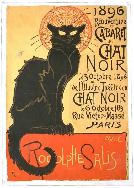 Le Chat Noir - оригинильные рекламные листовки конца XIX века